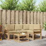 vidaXL Ensemble de canapés d'extérieur 5 Pièces Blanc et Beige