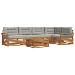 vidaXL Ensemble de canapés d'extérieur 6 Pièces Gris Naturel et Clair