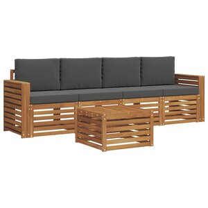 vidaXL Ensemble de canapés d'extérieur 5 pc Naturel et Anthracite