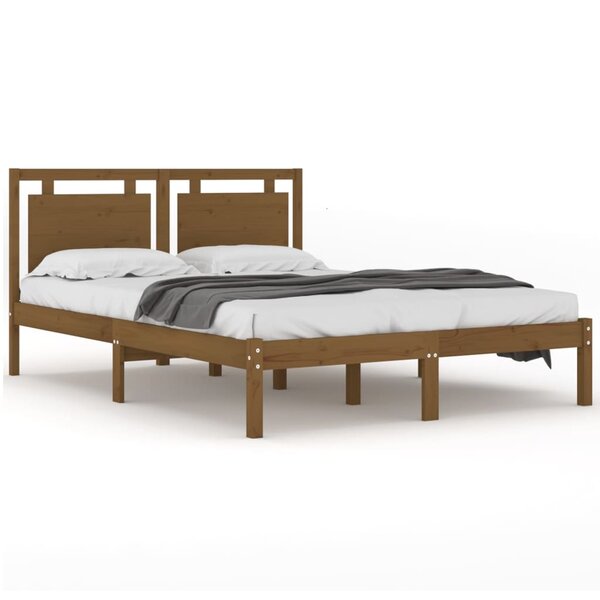 vidaXL Cadre de lit Marron miel Bois massif 160x200 cm