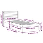 vidaXL Cadre de lit Marron 90 x 210 cm Bois massif en pin