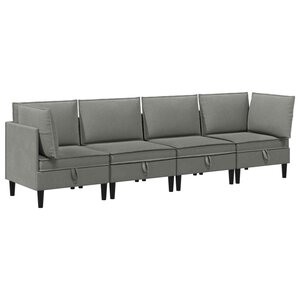 vidaXL Ensemble de meubles pour le salon 4 Pièces Gris foncé Tissu
