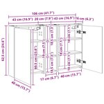 vidaXL Ensemble de Meubles de Salle de Bain 3 Pièces 106 x 16 x 62 5 cm