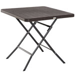 Table de jardin pliable table pliante carrée dim. 78L x 78l x 74H cm métal époxy HDPE imitation bois chocolat