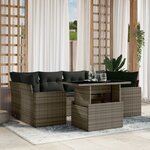 vidaXL Salon de jardin avec coussins 7 Pièces gris résine tressée