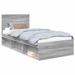 vidaXL Cadre de lit Gris Sonoma 90 x 200 cm Pin massif