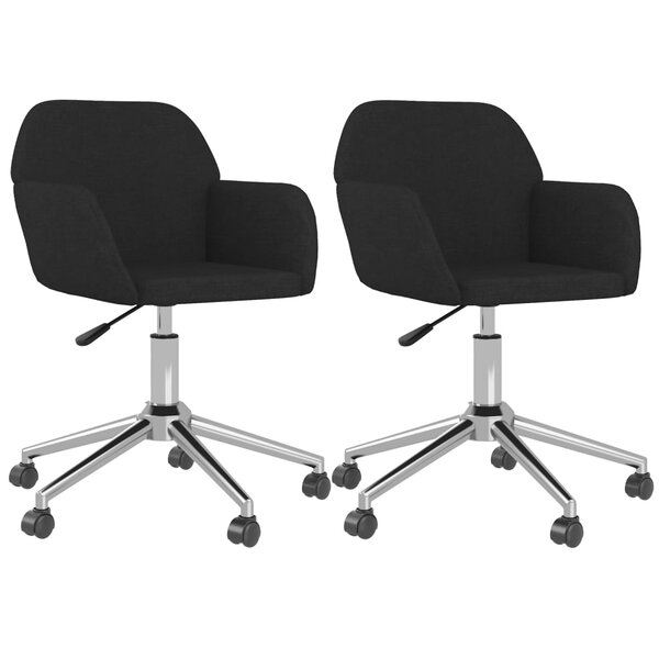 vidaXL Chaises pivotantes à manger lot de 2 Noir Tissu