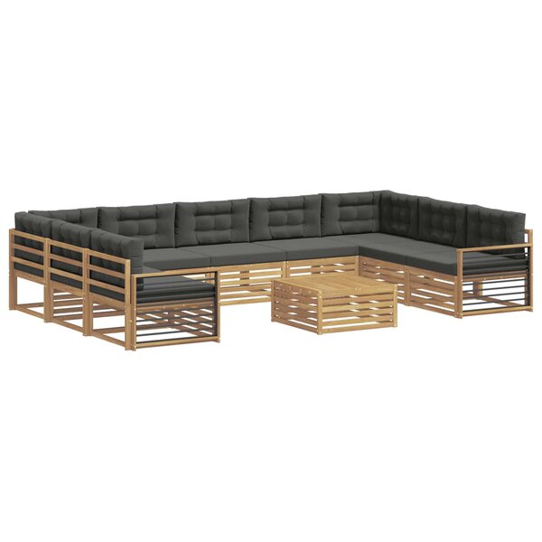 vidaXL Ensemble de canapés d'extérieur 10 Pièces Blanc et anthracite
