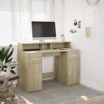 vidaXL Bureau avec lumières LED chêne sonoma bois d'ingénierie