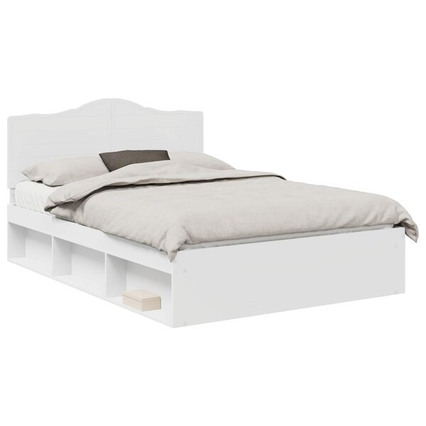 vidaXL Cadre de lit avec tête de lit Blanc 140 x 200 cm Pin massif