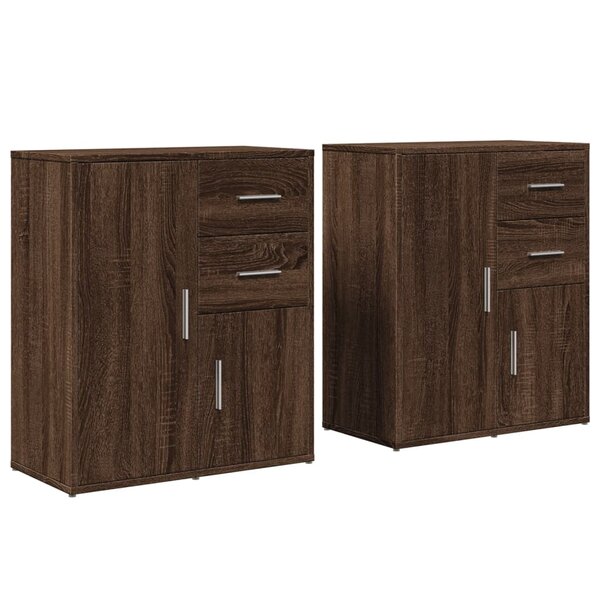 vidaXL Buffets 2 Pièces chêne marron 60x31x70 cm bois d'ingénierie