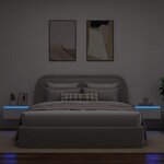 vidaXL Tables de chevet murales avec lumières LED 2 Pièces blanc