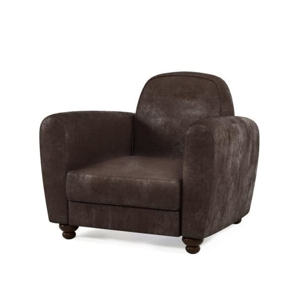 IKAINEN Fauteuil club en tissu Marron - Vintage - L 89 x P 81 x H 75 cm