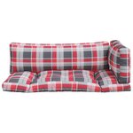 vidaXL Coussins de palette 3 Pièces carreaux rouges tissu