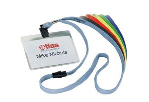 Badge avec une bande textile 90 x 60 mm noir DURABLE