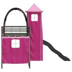 vidaXL Lit mezzanine pour enfants Noir et rose 74 5 x 190 cm Métал