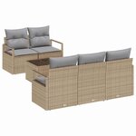 vidaXL Ensemble de canapé de jardin 6 Pièces Beige et gris polyrotin