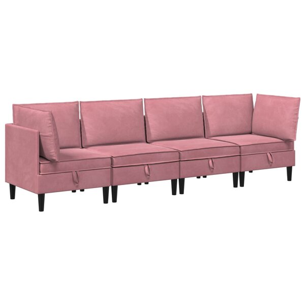 vidaXL Ensemble de meubles pour le salon 4 pc Rose Velours