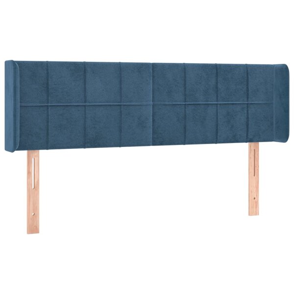 vidaXL Tête de lit avec oreilles Bleu foncé 147x16x78/88 cm Velours