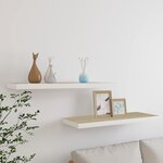 vidaXL Étagères flottantes 2 Pièces chêne et blanc 80x23 5x3 8 cm MDF