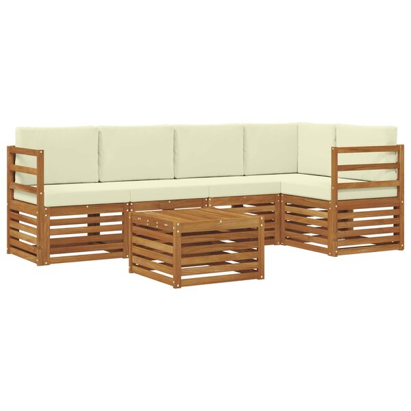 vidaXL Ensemble de canapé d'angle avec coussin 6 Pièces Naturel et Crème