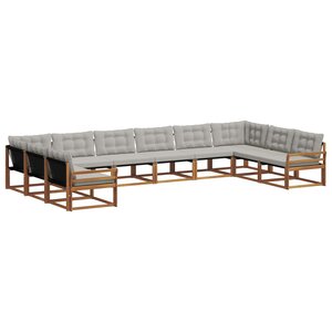 vidaXL Ensemble de canapés d'extérieur 10 Pièces Gris Naturel et Clair