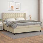 vidaXL Sommier à lattes de lit avec matelas Crème 200x200cm Similicuir