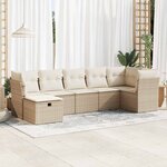 vidaXL Salon de jardin avec coussins 7 Pièces beige résine tressée