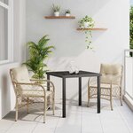 vidaXL Ensemble de salle à manger pour jardin 3 Pièces Beige Poly rotin
