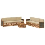 vidaXL Ensembles de canapés avec coussin 9 Pièces Bois d'Acacia Massif