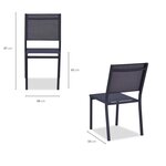 Lot de 4 chaises de jardin en aluminium assise textilene - 48 x 56 x 87 cm - Gris