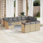 vidaXL Salon de jardin avec coussins 13 Pièces beige résine tressée