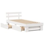 vidaXL Cadre de lit avec tiroir Blanc 75 x 190 cm Bois massif en pin