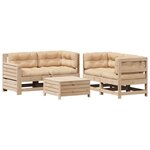 vidaXL Salon de jardin 5 Pièces avec coussins Bois de pin massif