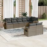 vidaXL Salon de jardin 8 Pièces avec coussins gris résine tressée