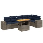 vidaXL Salon de jardin 7 Pièces avec coussins gris résine tressée