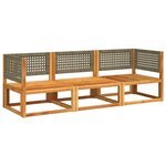 vidaXL Ensemble de canapés de jardin 3 pièces avec coussins en bois d'acacia et rotin