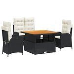 vidaXL Ensemble à manger de jardin 4 Pièces avec coussins noir
