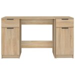 Bureau table poste de travail meuble d'ordinateur informatique étude avec armoire latérale chêne sonoma bois d'ingénierie brun 02_0023394
