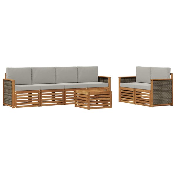 vidaXL Ensemble de canapés d'extérieur 7 Pièces Naturel et gris clair
