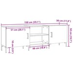 vidaXL Meuble TV chêne artisanal 150x30x50 cm bois d'ingénierie