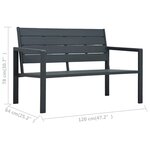 vidaXL Banc de jardin 120 cm PEHD Gris Aspect de bois