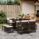 vidaXL Ensemble à manger de jardin et coussins 9 Pièces marron poly rotin