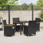 vidaXL Ensemble de salle à manger pour jardin 5 Pièces Noir polyrotin