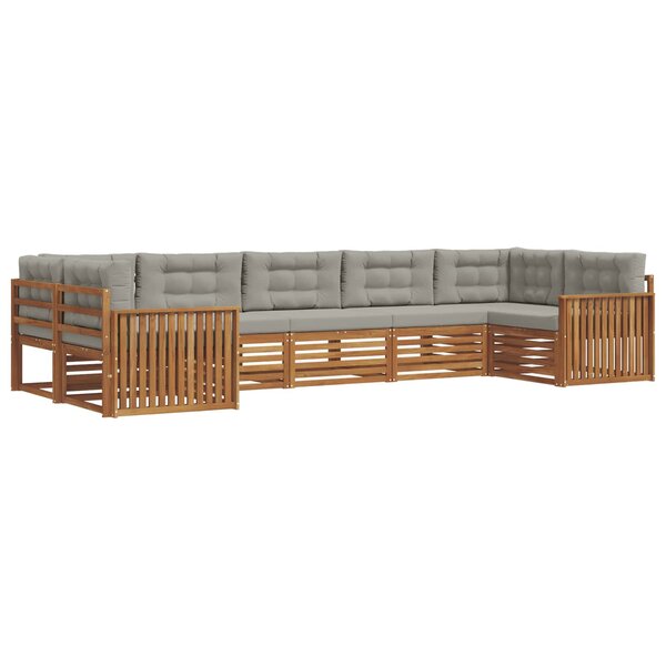 vidaXL Ensemble de canapés d'extérieur 7 pc Gris Naturel et Clair