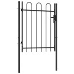 vidaXL Portillon simple porte avec dessus arqué Acier 1x1 2 m Noir