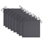 vidaXL Chaises de jardin lot de 8 avec coussins Bois de teck massif