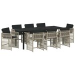 vidaXL Ensemble de salle à manger pour jardin 9 Pièces Gris clair
