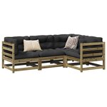 vidaXL Salon de jardin 4 Pièces avec coussins bois de pin imprégné