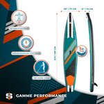 Stand up paddle gonflable race 12'6 28'' 6'' (381 x 71 x 15 cm) avec pagaie  leash  pompe et sac de transport